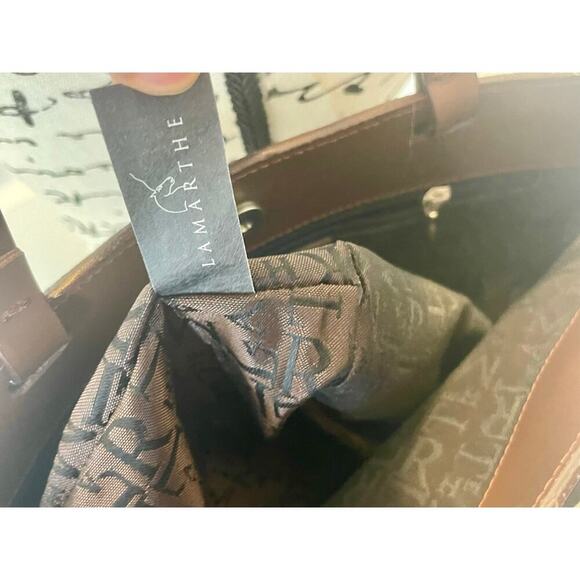 LAMARTHE PARIS TOTE SUEDE BROWN EMBROIDERED DETAILS MADE IN ITALY VERSATILE - Picture 9 of 16